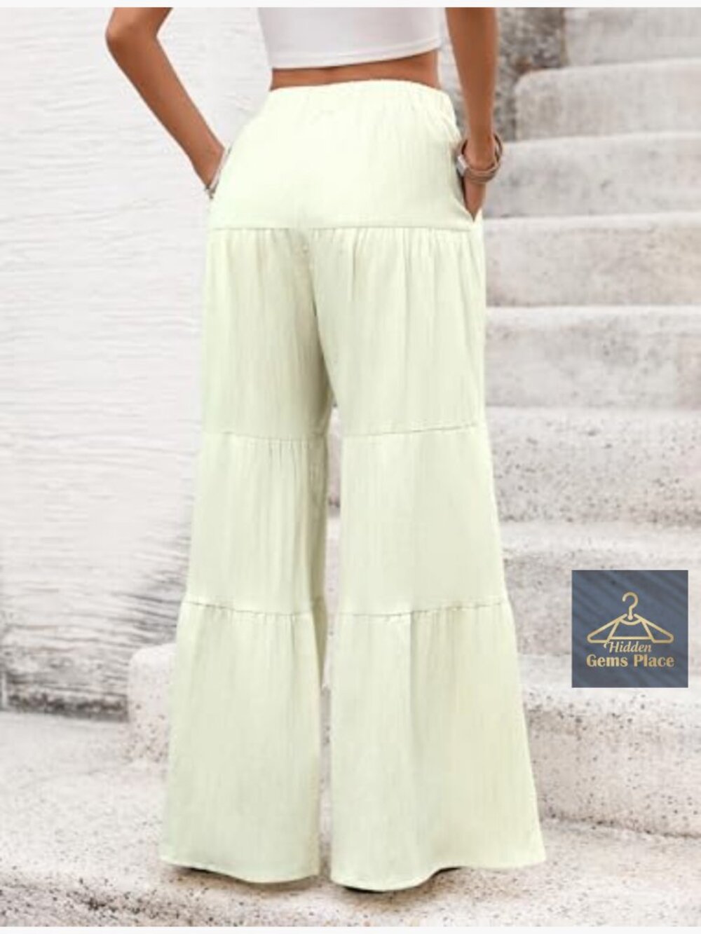 High Waist Wide Leg Palazzo Pants with Pockets Flowy Casual Lounge - Picture 4 of 7